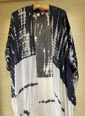SHU-SHI Tie Dye Batik Kimono Open Front Beach Cover Up One Size