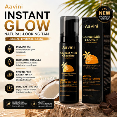 Aavini Self Tanning Mousse 200ml   Instant Bronze Glow, Streak-Free Tan
