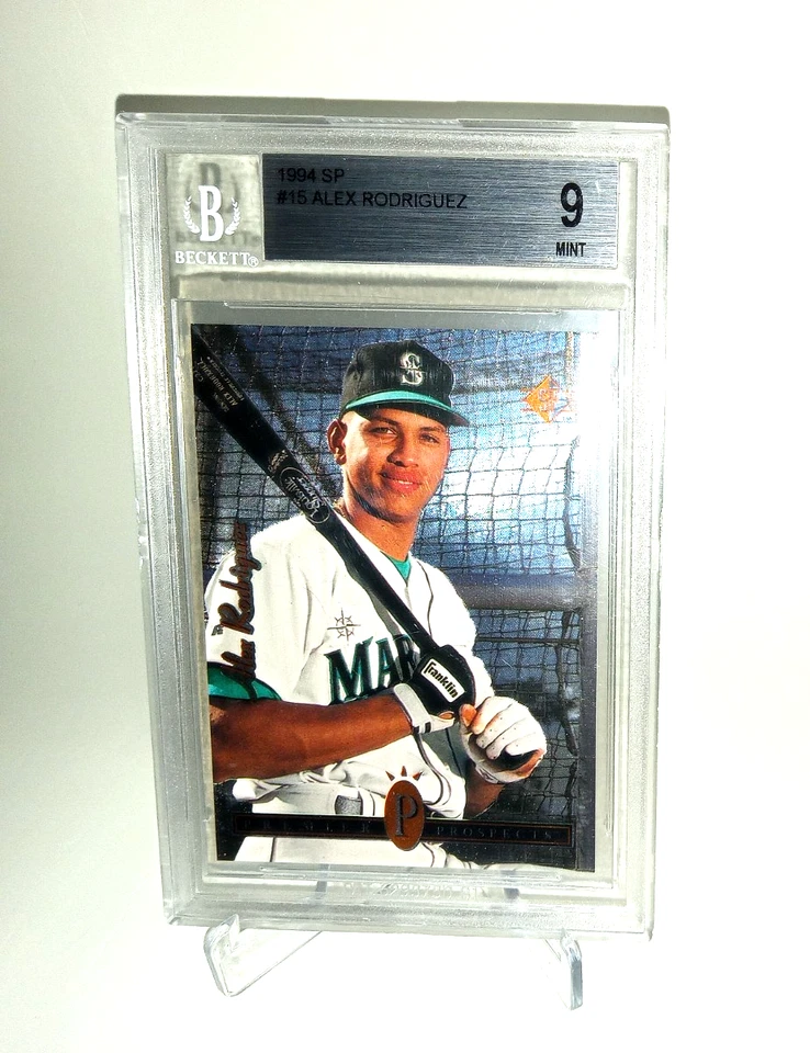 Tarjeta de aluminio Beckett 9 Prospects 1994 rara de novato con cubierta superior Alex Rodriguez #15 Foto 3 de 4