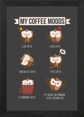 My Coffee Moods Eule Geschenk gerahmtes Wandbild Poster Leinwanddruck Bild