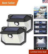 Solar Outdoor Lights, 2-Pack Super Bright 178 LEDs Motion Sensor Wall Light w...