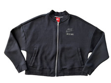 NIKE AIR WOMEN'S BLACK FLEECE LOGO ZIP UP JACKET SIZE M MEDIUM READ