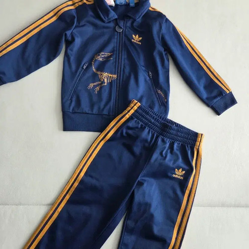 Adidas Kids Training Set 100-105 for Boys Navy Yellow Dinosaur Design