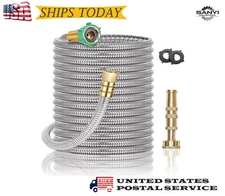 Stainless Steel Metal Garden Water Hose 25FT 50FT 75FT 100FT Flexible Lightweigh