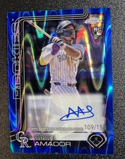 2025 TOPPS CHROME ADAEL AMADOR BLUE RAYWAVE RC AUTO /150 Rockies Top Prospect