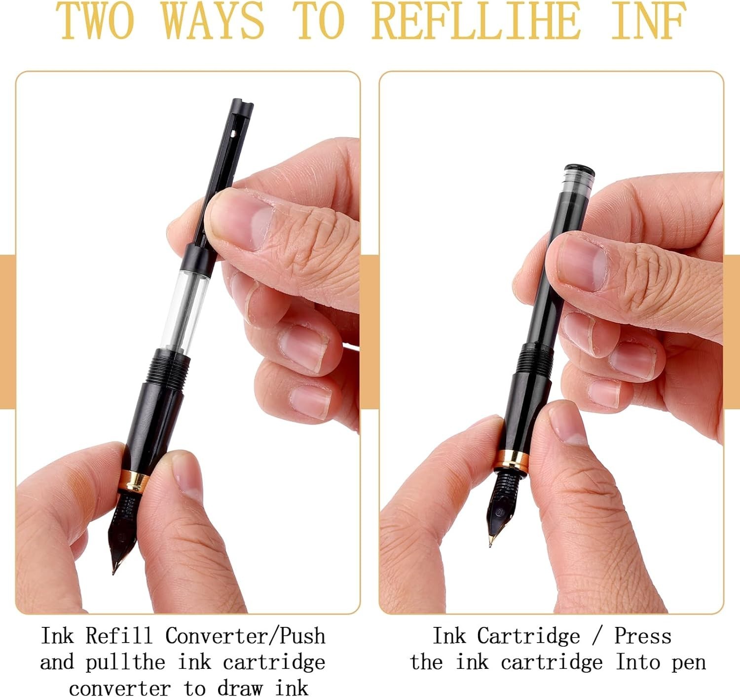 ® Metal Fountain Pen with 3 Different Nibs Set, Luxury Fountain Pen Includes Med