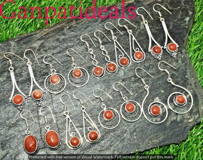 Sunstone Gemstone Earrings 100pc Wholesale Lots 925 Silver Plated Jewelry