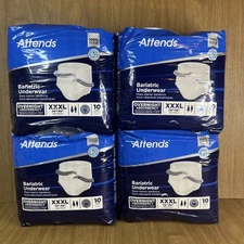 4 Packs Attends Disposable Bariatric Underwear 3XL Overnight Adult Pull Up