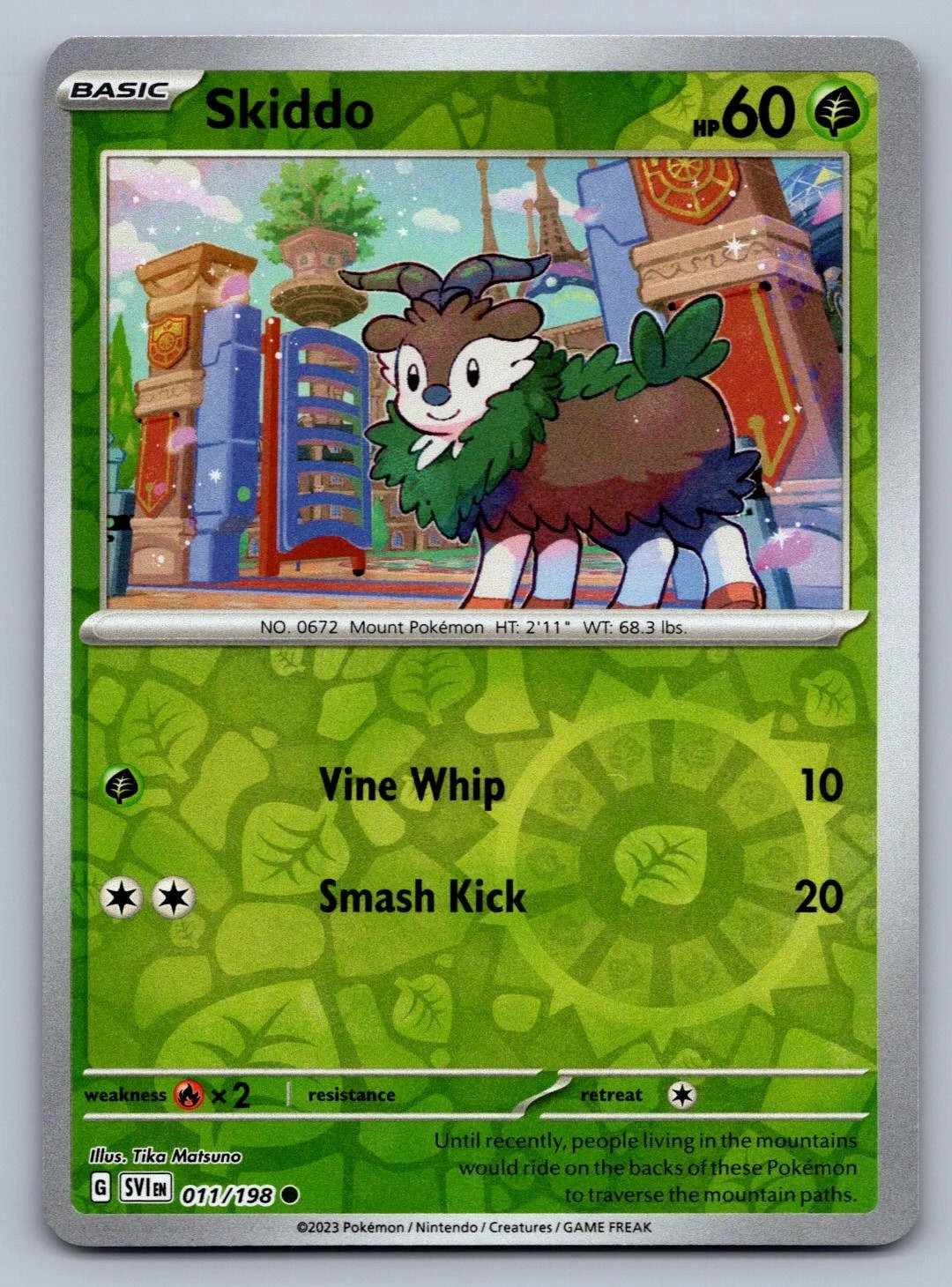 Pokemon TCG SV01: Scarlet & Violet Base Set Skiddo 011/198 Reverse Holo