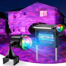 2 in 1 Solar Bug Zapper Outdoor Mosquito Zapper with Projector Light Waterproof