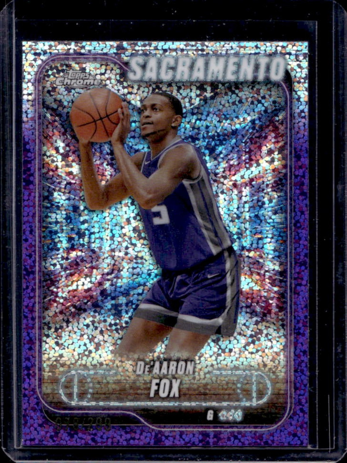 2024-25 Topps Chrome De'Aaron Fox Purple Speckle Refractor #/299 Kings