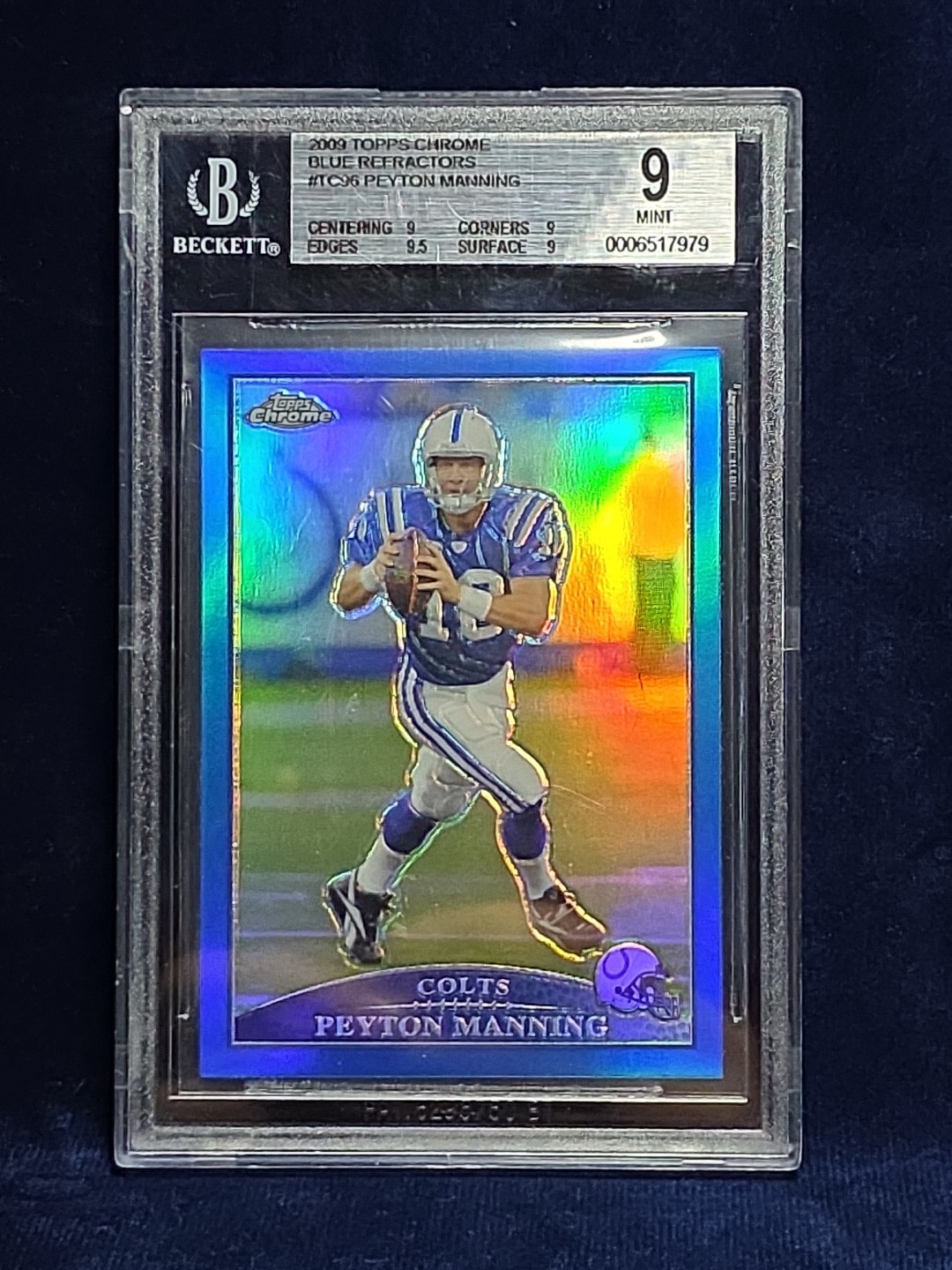 2009 Topps Chrome Peyton Manning #TC96 Blue Jersey-Blue Refractor