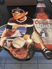 Vintage Coors Light Tin Advertising Sign Baseball Player 33” Beer Bar Decor