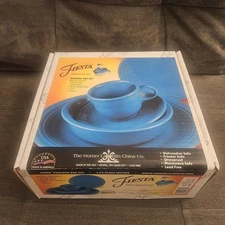NEW Fiesta Ware 5 Piece Place Setting Retired PEACOCK Blue 830 327
