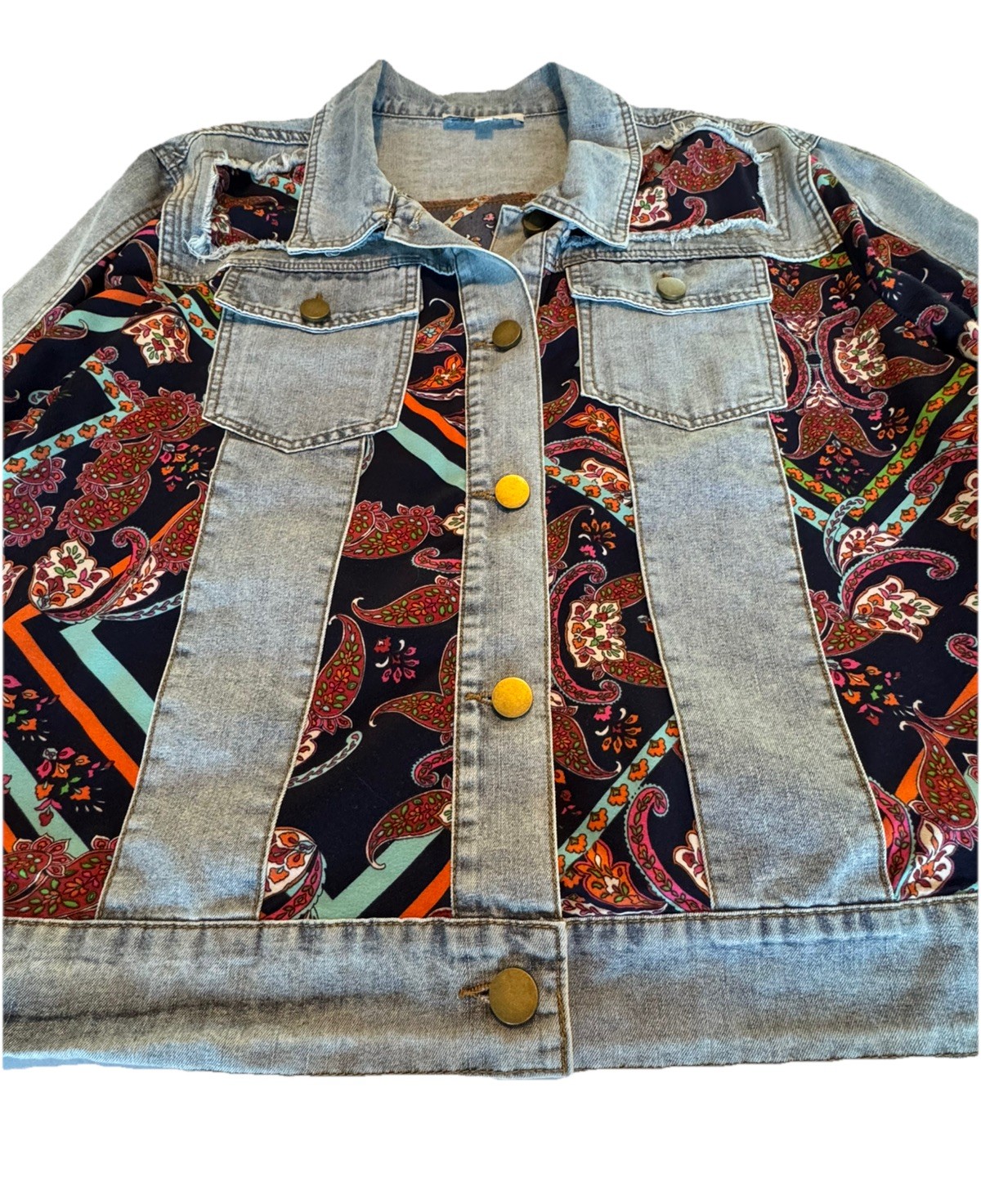 See and Be Seen Patchwork Denim Jacket Women’s M … - image 3