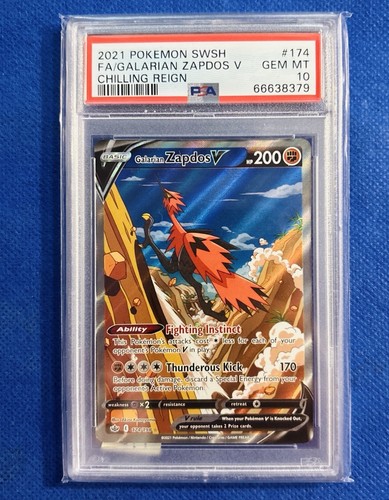 Pokemon Galarian Zapdos V (Alternate Full Art) 174/198 Chilling Reign PSA 10