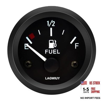 2'' Fuel Gauge, 52mm Boat Fuel Gauge, E-1/2-F Pointer Fuel Gauges for Car, White