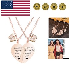 BFF Necklace for 2-Valentines Heart Matching Necklace Best Friends Pendant Fr...