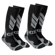 Warm Kids Ski Socks - 2 Pairs Merino Wool Skiing Socks, 10-13 Years Black