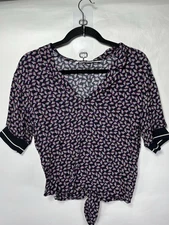Zara Trafaluc Collection Sneaker Print Blouse Top Sz Medium Hipster 50’s EUC