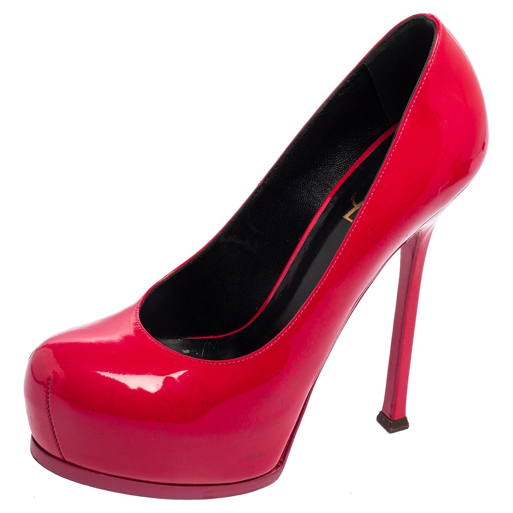 Décolleté tribtoo in pelle verniciata Saint Laurent Magenta taglia 38 5