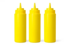 3 Pack Yellow 32oz Squeeze Bottles Wide Mouth Condiment Sauce Dressing Dispenser