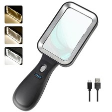 10X Magnifying Glass with Light, Rechargeable Magnifier 3 Black & Sliver