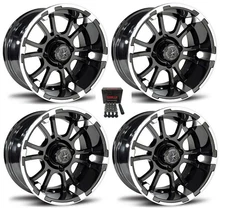 Fairway Alloys 14" Sixer Gloss Black Golf Cart Wheels/Rims Yamaha