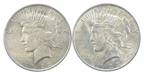 1922 & 1923 & Peace Silver Dollar $1 Bullion Collection Lot *939