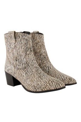 Ulla Popken große Größen Stiefel 39 beige Leder Stiefeletten Schlangenlederoptik