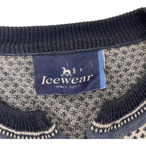 Icewear Maglione Donna M Blu Bianco Nordico Islanda Cardigan Cotone Metallo Clip - Foto 3 di 7