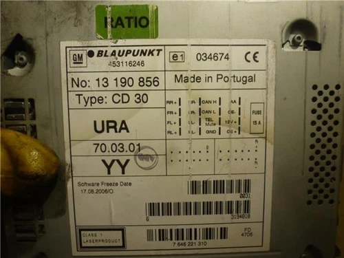 13190856 Sistema Audio/Radio Cd para OPEL ZAFIRA B Cosmo 2007 89660 - Imagen 3 de 4