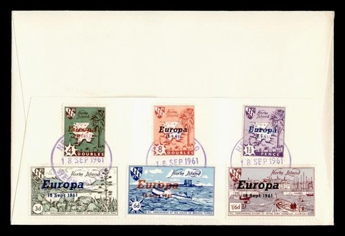 DR WHO 1961 GB HERM ISLAND FDC EUROPA OVPT COMBO M65734