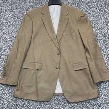 Stafford Essentials Blazer Jacket Men 44R Brown Long Sleeve Two Button