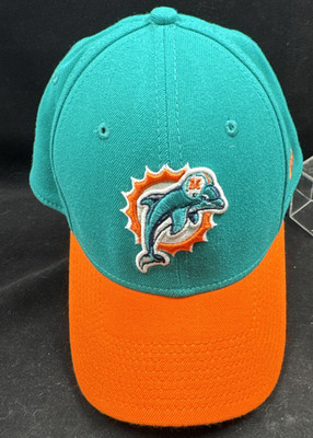 Miami Dolphins NFL Fitted Hat Cap New Era 39Thirty Vintage Logo Sz M/L Aqua/Org