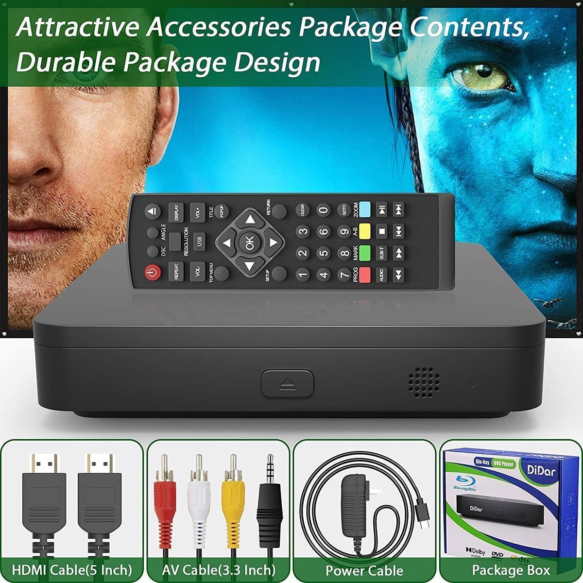 Didar Blu Ray DVD Player, Ultra Mini 1080P Blue Ray Disc Player