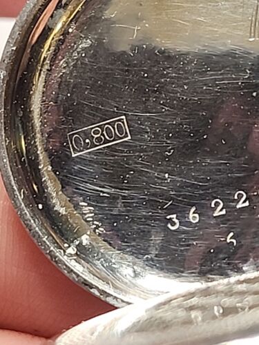 Orologio da tasca Remontoir cilindro argento 800 10 rubini funziona donna 32mm antico - Foto 14 di 17