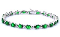Gift Oval Emerald Green Oval Tennis Bracelet .925 Sterling Silver 7.5 on sale Gift Oval Emerald Green Oval Tennis Bracelet .925 Sterling Silver 7.5 on sale