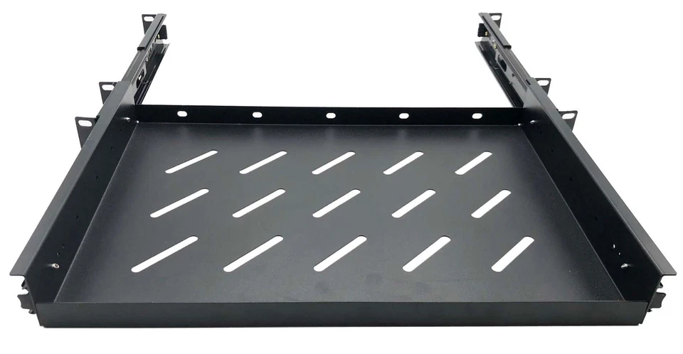 19" Rack Mount ADJUSTABLE Pull-Out Sliding Keyboard Mouse Network Shelf Tray - Image 2 of 3