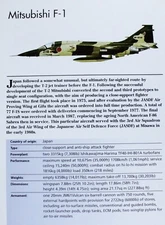 Mitsubishi F-1 F 1 Picture Jet Aircraft Out of Print Spec Sheet Art Decor 