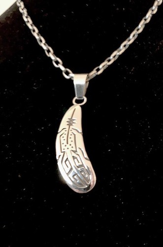 Colgante de pluma de plata esterlina hecho a mano Navajo - Imagen 2 de 8
