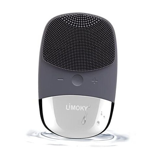 Facial Cleansing Brush, 3-in-1 Electric Silicone Face Scrubber, Vibrating Gray