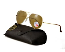 Ray-Ban Sunglasses RB3025 Aviator Classic Gold Frame Polarized Brown Lens 58mm