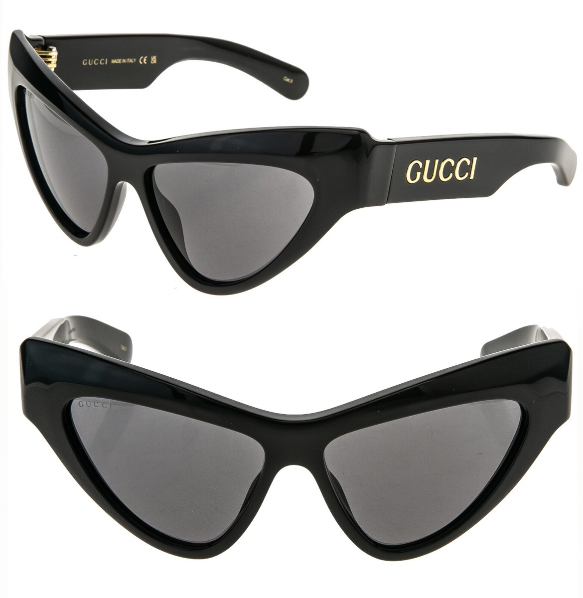 GUCCI GG1294 Black Bold Retro Cat 1294 Chunky Fashion Sunglasses
