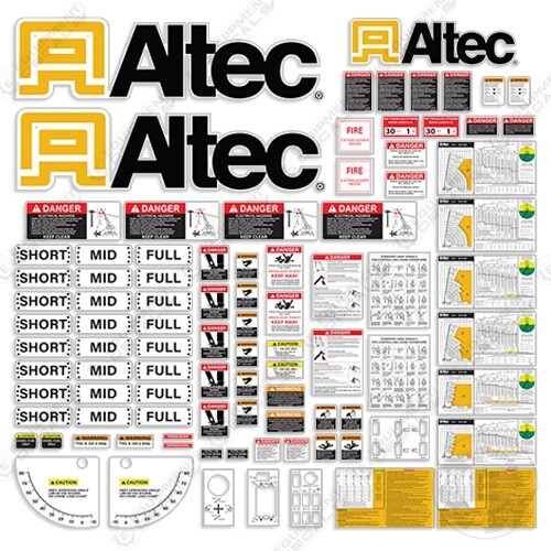 Fits Altec AC2395B Decal Kit Bucket Boom Truck - Warning Stickers 7yr 3M Vinyl! - Picture 1 of 1