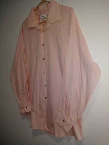 Calvin Klein Shirt Non Iron Regular Fit Button Down Size 18 34/35 XL Pink Peach - Picture 5 of 12