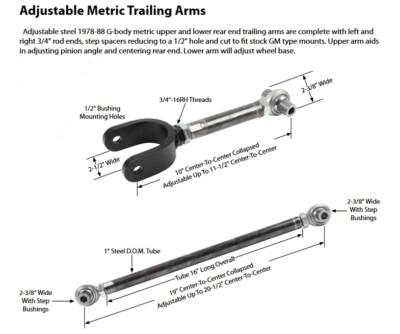 Allstar Adjustable Upper Trailing Arms - GM Metric G-Body Allstar Adjustable Upper Trailing Arms - GM Metric G-Body