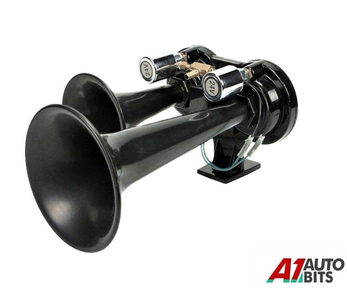 Truck Air Horns, Hadley Air Horns, Black TGV Air Horns, 24v. Baby