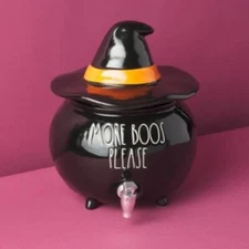 Rae Dunn 13in Ceramic More Boos Please Cauldron Drink Dispenser Halloween Decor