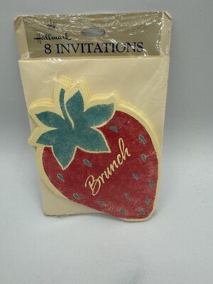 Vintage Hallmark Strawberry Brunch Invitations 8 Count